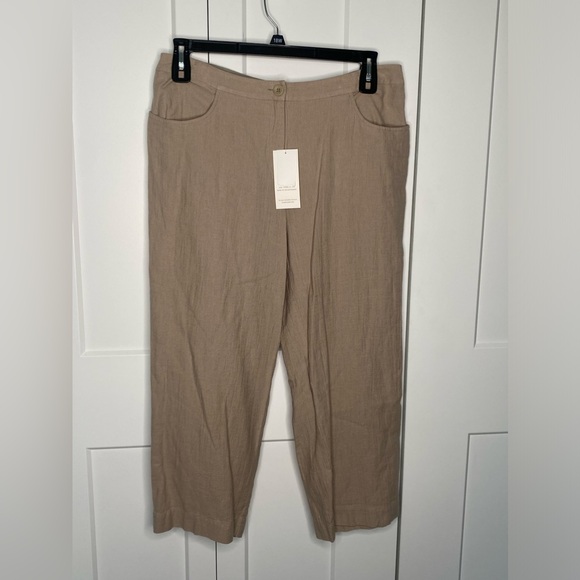 Eileen Fisher Beachwood Rustic Cotton Linen Blend Cropped Pants NWT Size Medium - Picture 1 of 6